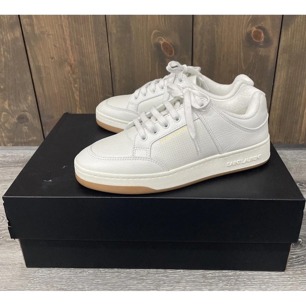 Saint Laurent SL61 Low Top Leather Sneaker White Women's Size 40 NEW - Picture 12 of 16